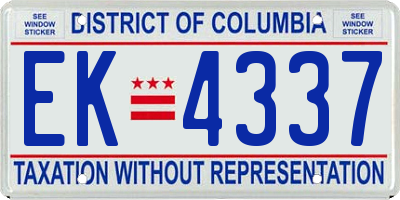 DC license plate EK4337