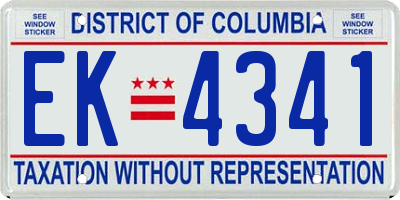 DC license plate EK4341