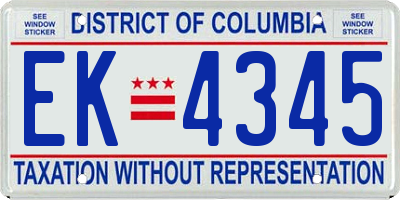 DC license plate EK4345
