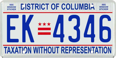 DC license plate EK4346