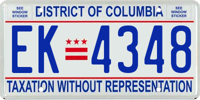 DC license plate EK4348