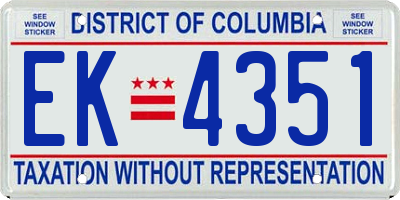 DC license plate EK4351