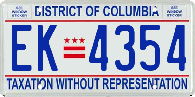 DC license plate EK4354