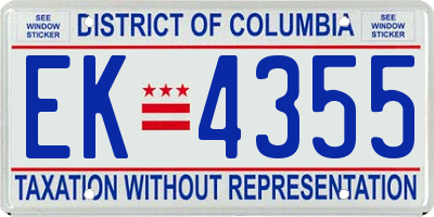 DC license plate EK4355