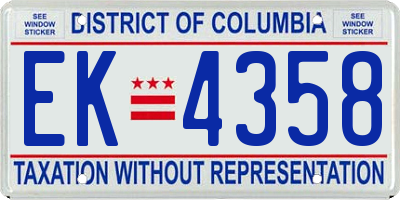 DC license plate EK4358