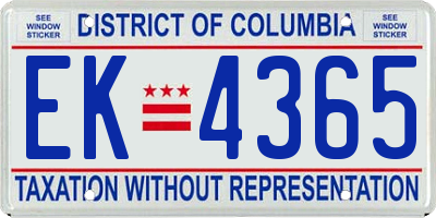 DC license plate EK4365