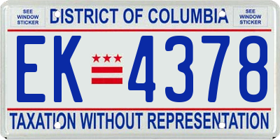 DC license plate EK4378