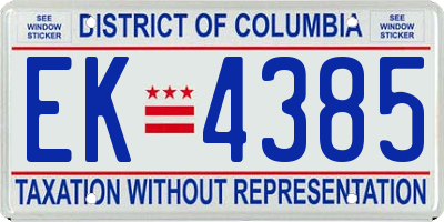 DC license plate EK4385