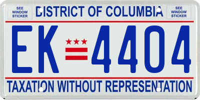 DC license plate EK4404