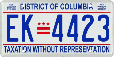DC license plate EK4423