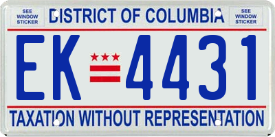 DC license plate EK4431