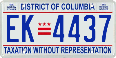 DC license plate EK4437