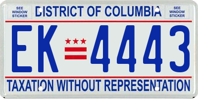 DC license plate EK4443