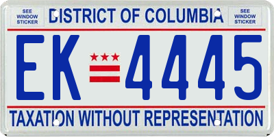 DC license plate EK4445