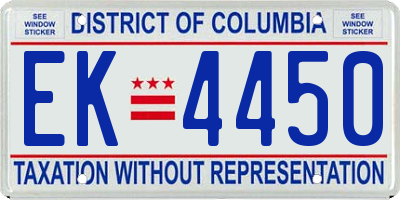 DC license plate EK4450