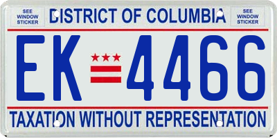 DC license plate EK4466