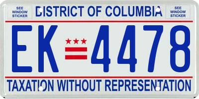 DC license plate EK4478