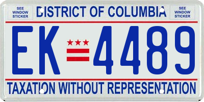DC license plate EK4489