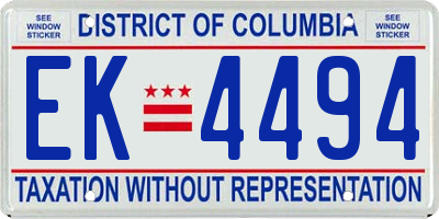 DC license plate EK4494