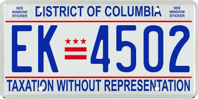 DC license plate EK4502