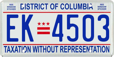 DC license plate EK4503