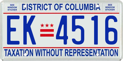 DC license plate EK4516