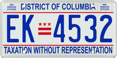 DC license plate EK4532