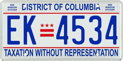 DC license plate EK4534
