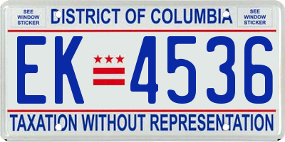DC license plate EK4536