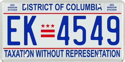 DC license plate EK4549