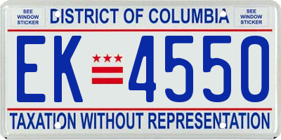 DC license plate EK4550