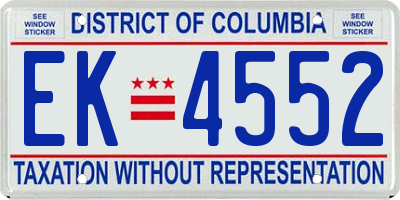 DC license plate EK4552