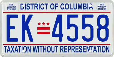 DC license plate EK4558