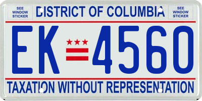 DC license plate EK4560