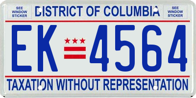 DC license plate EK4564