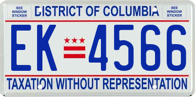 DC license plate EK4566