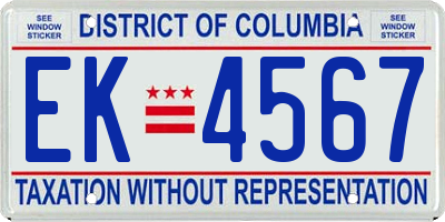 DC license plate EK4567