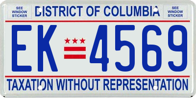 DC license plate EK4569