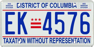 DC license plate EK4576