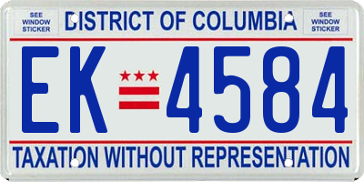 DC license plate EK4584