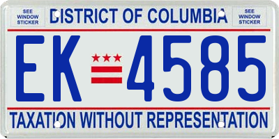 DC license plate EK4585