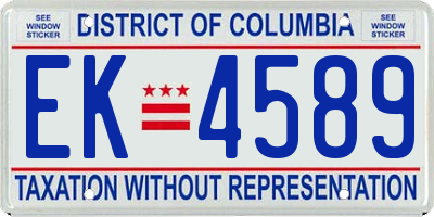 DC license plate EK4589