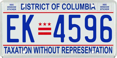 DC license plate EK4596