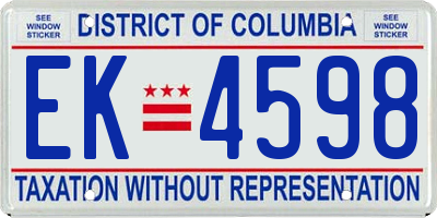 DC license plate EK4598