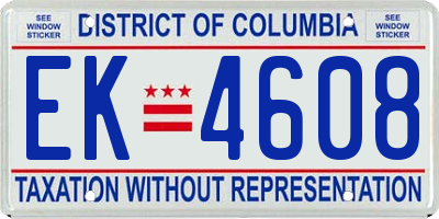 DC license plate EK4608