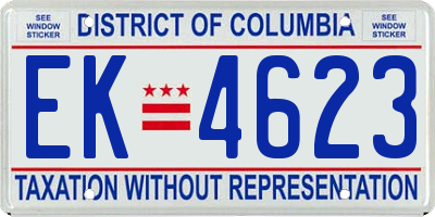 DC license plate EK4623