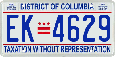 DC license plate EK4629