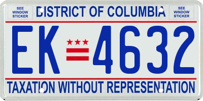 DC license plate EK4632