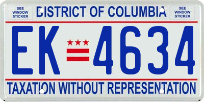 DC license plate EK4634