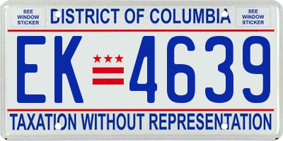 DC license plate EK4639
